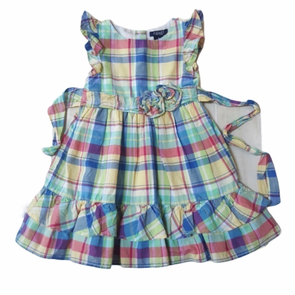Chaps Plaid‎ Sleeveless Ruffle Dress 4